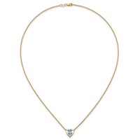 14K Yellow Gold 4 Carat Lab Grown Diamond VS+ F+ Heart Complete Three Prong Pendant Necklace, 18" view 4