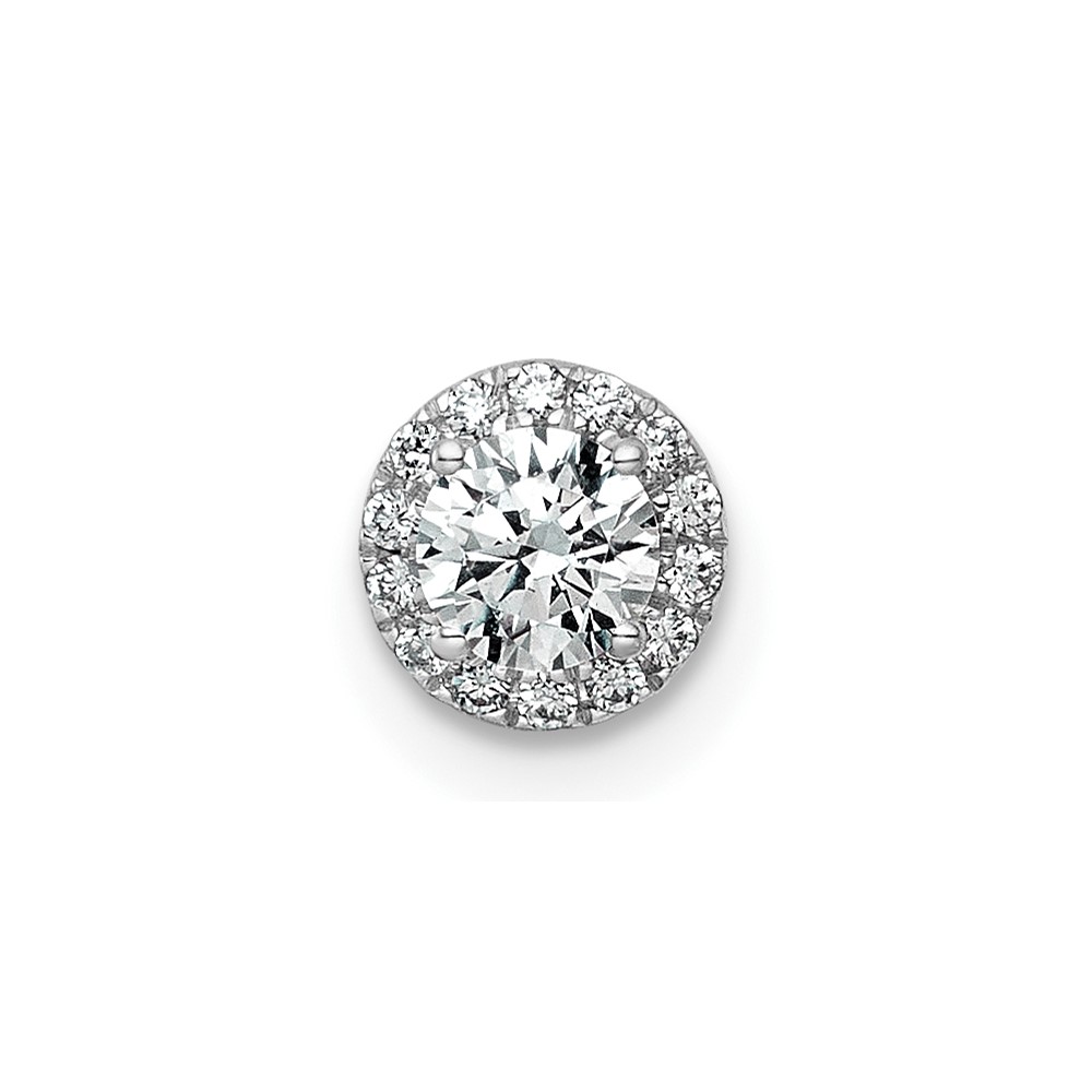 14K White Gold 0.33 Carat Lab Grown Diamond VS+ F+ Round Complete Halo Chain Slide Pendant