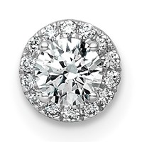 14K White Gold 0.33 Carat Lab Grown Diamond VS+ F+ Round Complete Halo Chain Slide Pendant view 1