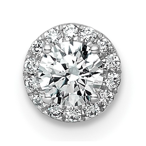 14K White Gold 0.33 Carat Lab Grown Diamond VS+ F+ Round Complete Halo Chain Slide Pendant