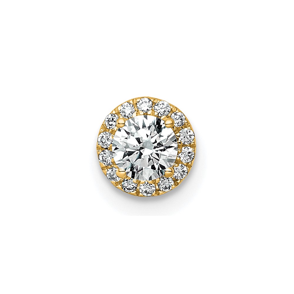 14K Yellow Gold 0.33 Carat Lab Grown Diamond VS+ F+ Round Complete Halo Chain Slide Pendant