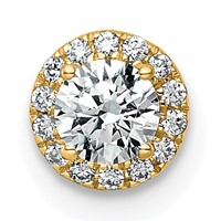 14K Yellow Gold 0.33 Carat Lab Grown Diamond VS+ F+ Round Complete Halo Chain Slide Pendant view 1
