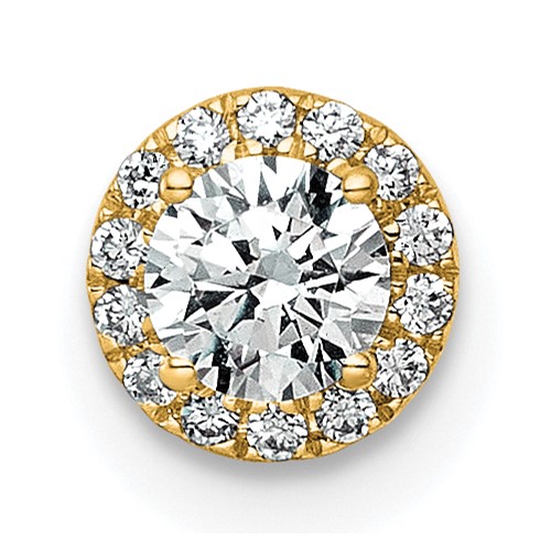 14K Yellow Gold 0.33 Carat Lab Grown Diamond VS+ F+ Round Complete Halo Chain Slide Pendant