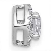 14K White Gold 0.62 Carat Lab Grown Diamond VS+ F+ Round Complete Halo Chain Slide Pendant view 2