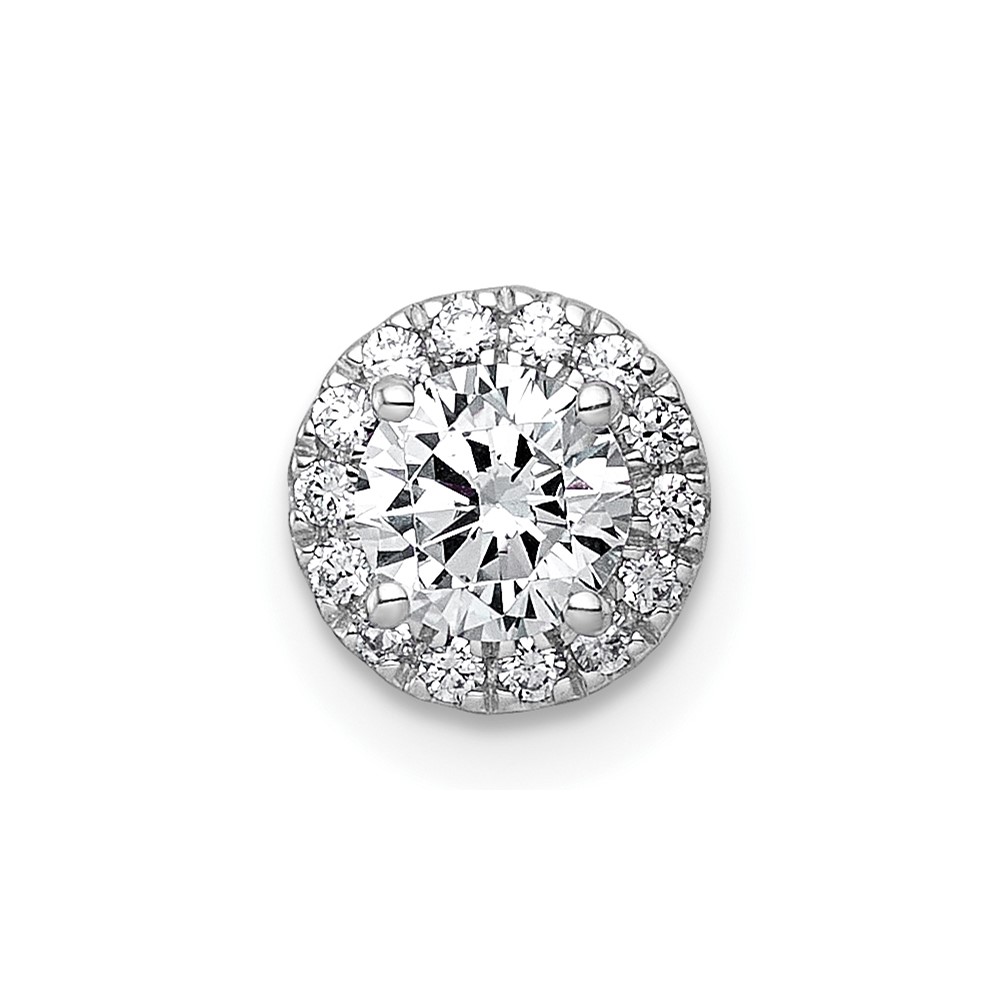 14K White Gold 0.62 Carat Lab Grown Diamond VS+ F+ Round Complete Halo Chain Slide Pendant