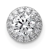14K White Gold 0.62 Carat Lab Grown Diamond VS+ F+ Round Complete Halo Chain Slide Pendant view 1