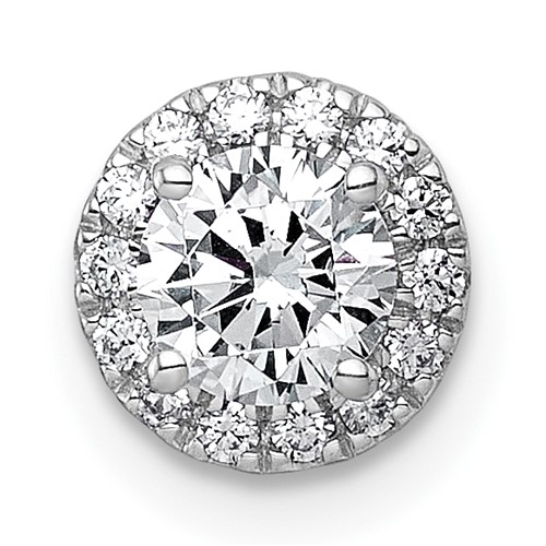 14K White Gold 0.62 Carat Lab Grown Diamond VS+ F+ Round Complete Halo Chain Slide Pendant