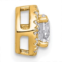 14K Yellow Gold 0.62 Carat Lab Grown Diamond VS+ F+ Round Complete Halo Chain Slide Pendant view 2