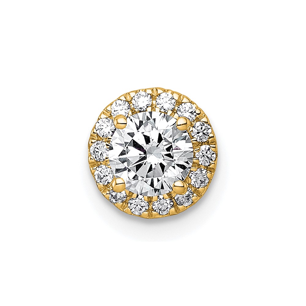 14K Yellow Gold 0.62 Carat Lab Grown Diamond VS+ F+ Round Complete Halo Chain Slide Pendant