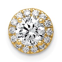 14K Yellow Gold 0.62 Carat Lab Grown Diamond VS+ F+ Round Complete Halo Chain Slide Pendant view 1