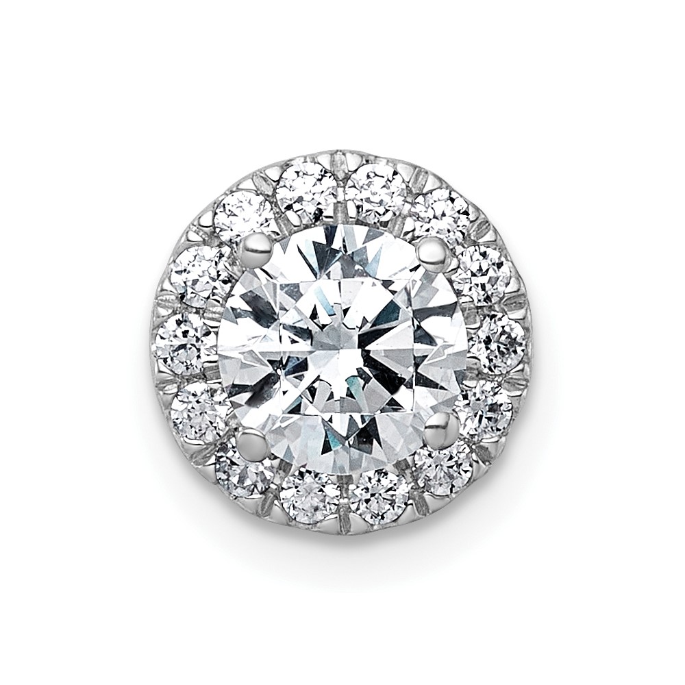14K White Gold 1.25 Carat Certified Lab Grown Diamond VS+ F+ Round Complete Halo Chain Slide Pendant