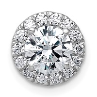 14K White Gold 1.25 Carat Certified Lab Grown Diamond VS+ F+ Round Complete Halo Chain Slide Pendant view 1