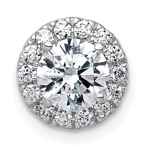 14K White Gold 1.25 Carat Certified Lab Grown Diamond VS+ F+ Round Complete Halo Chain Slide Pendant