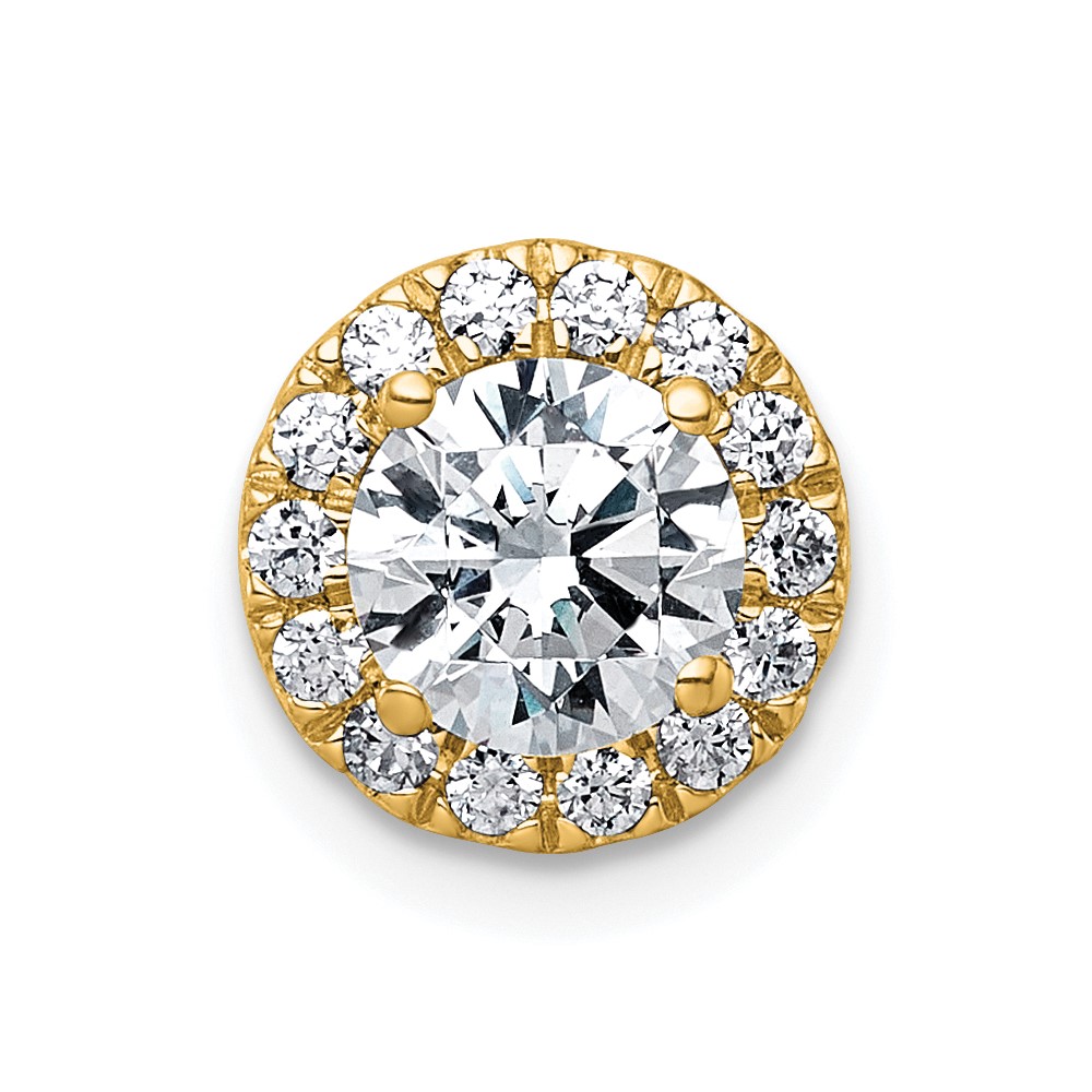 14K Yellow Gold 1.25 Carat Lab Grown Diamond VS+ F+ Round Complete Halo Chain Slide Pendant