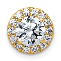 14K Yellow Gold 1.25 Carat Lab Grown Diamond VS+ F+ Round Complete Halo Chain Slide Pendant view 1
