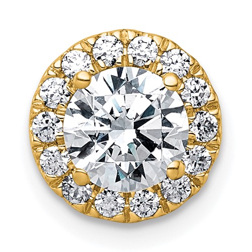 14K Yellow Gold 1.25 Carat Lab Grown Diamond VS+ F+ Round Complete Halo Chain Slide Pendant