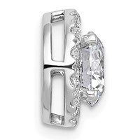 14K White Gold 1.88 Carat Lab Grown Diamond VS+ F+ Round Complete Halo Chain Slide Pendant view 2