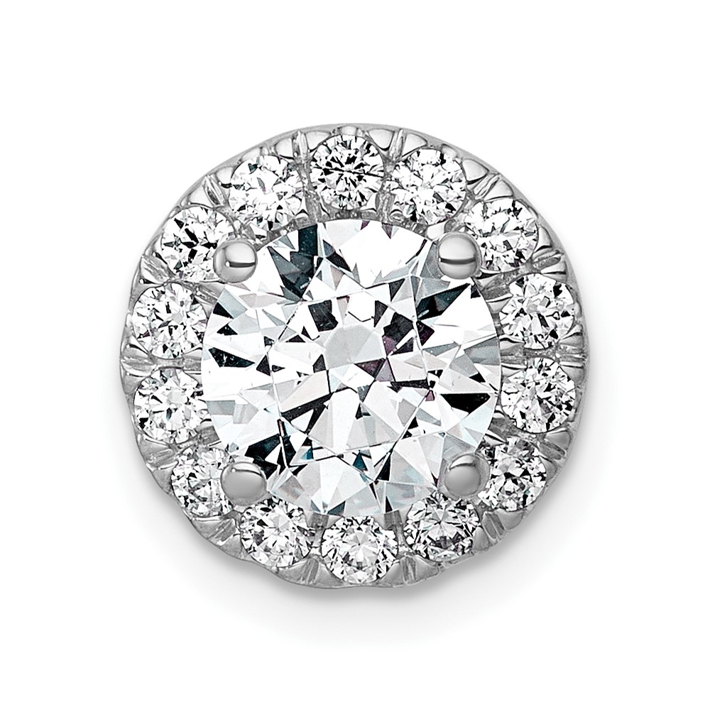 14K White Gold 1.88 Carat Lab Grown Diamond VS+ F+ Round Complete Halo Chain Slide Pendant