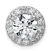 14K White Gold 1.88 Carat Lab Grown Diamond VS+ F+ Round Complete Halo Chain Slide Pendant view 1
