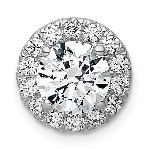 14K White Gold 1.88 Carat Lab Grown Diamond VS+ F+ Round Complete Halo Chain Slide Pendant