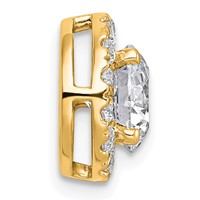 14K Yellow Gold 1.88 Carat Lab Grown Diamond VS+ F+ Round Complete Halo Chain Slide Pendant view 2