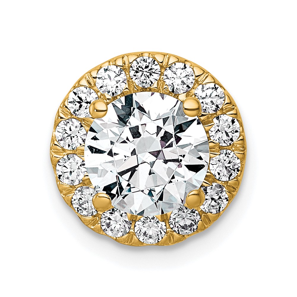 14K Yellow Gold 1.88 Carat Lab Grown Diamond VS+ F+ Round Complete Halo Chain Slide Pendant