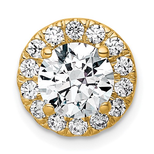 14K Yellow Gold 1.88 Carat Lab Grown Diamond VS+ F+ Round Complete Halo Chain Slide Pendant