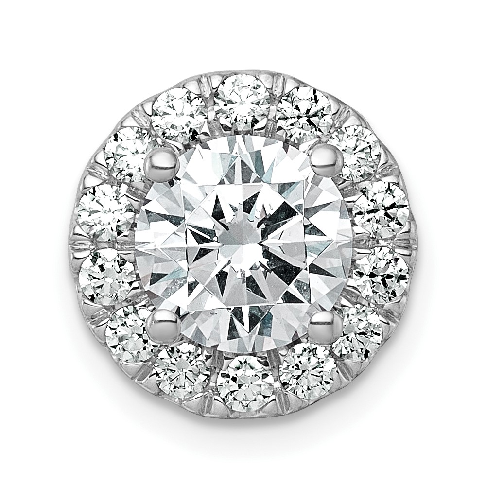 14K White Gold 2.50 Carat Certified Lab Grown Diamond VS+ F+ Round Complete Halo Chain Slide Pendant