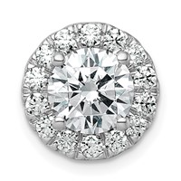 14K White Gold 2.50 Carat Certified Lab Grown Diamond VS+ F+ Round Complete Halo Chain Slide Pendant view 1