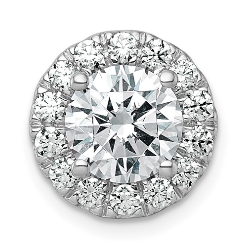14K White Gold 2.50 Carat Certified Lab Grown Diamond VS+ F+ Round Complete Halo Chain Slide Pendant