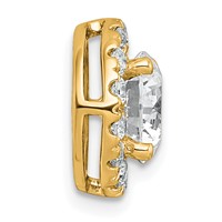 14K Yellow Gold 2.50 Carat Certified Lab Grown Diamond VS+ F+ Round Complete Halo Chain Slide Pendant view 2