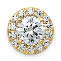 14K Yellow Gold 2.50 Carat Certified Lab Grown Diamond VS+ F+ Round Complete Halo Chain Slide Pendant view 1