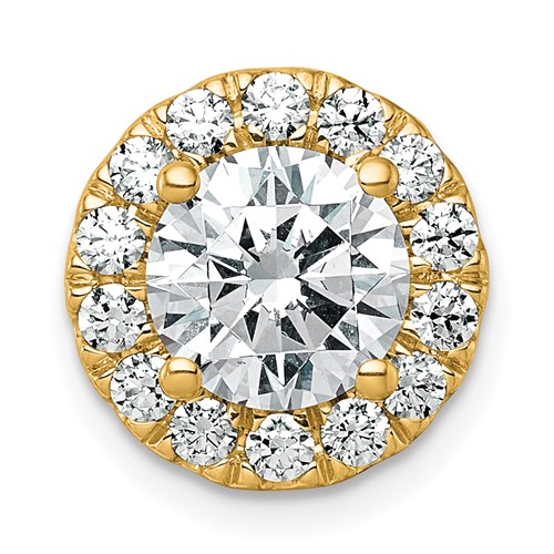 14K Yellow Gold 2.50 Carat Certified Lab Grown Diamond VS+ F+ Round Complete Halo Chain Slide Pendant
