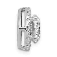 14K White Gold 3 Carat Lab Grown Diamond VS+ F+ Round Complete Halo Chain Slide Pendant view 2