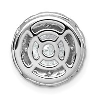 14K White Gold 3 Carat Lab Grown Diamond VS+ F+ Round Complete Halo Chain Slide Pendant view 3