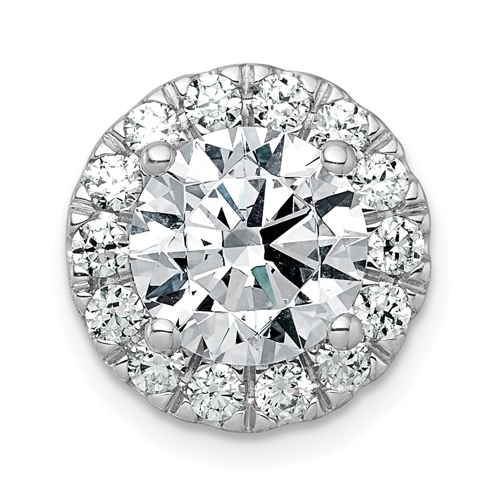 14K White Gold 3 Carat Lab Grown Diamond VS+ F+ Round Complete Halo Chain Slide Pendant