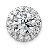 14K White Gold 3 Carat Lab Grown Diamond VS+ F+ Round Complete Halo Chain Slide Pendant view 1