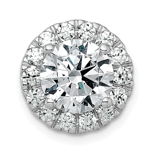 14K White Gold 3 Carat Lab Grown Diamond VS+ F+ Round Complete Halo Chain Slide Pendant