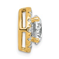14K Yellow Gold 3 Carat Certified Lab Grown Diamond VS+ F+ Round Complete Halo Chain Slide Pendant view 2