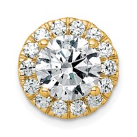 14K Yellow Gold 3 Carat Certified Lab Grown Diamond VS+ F+ Round Complete Halo Chain Slide Pendant view 1