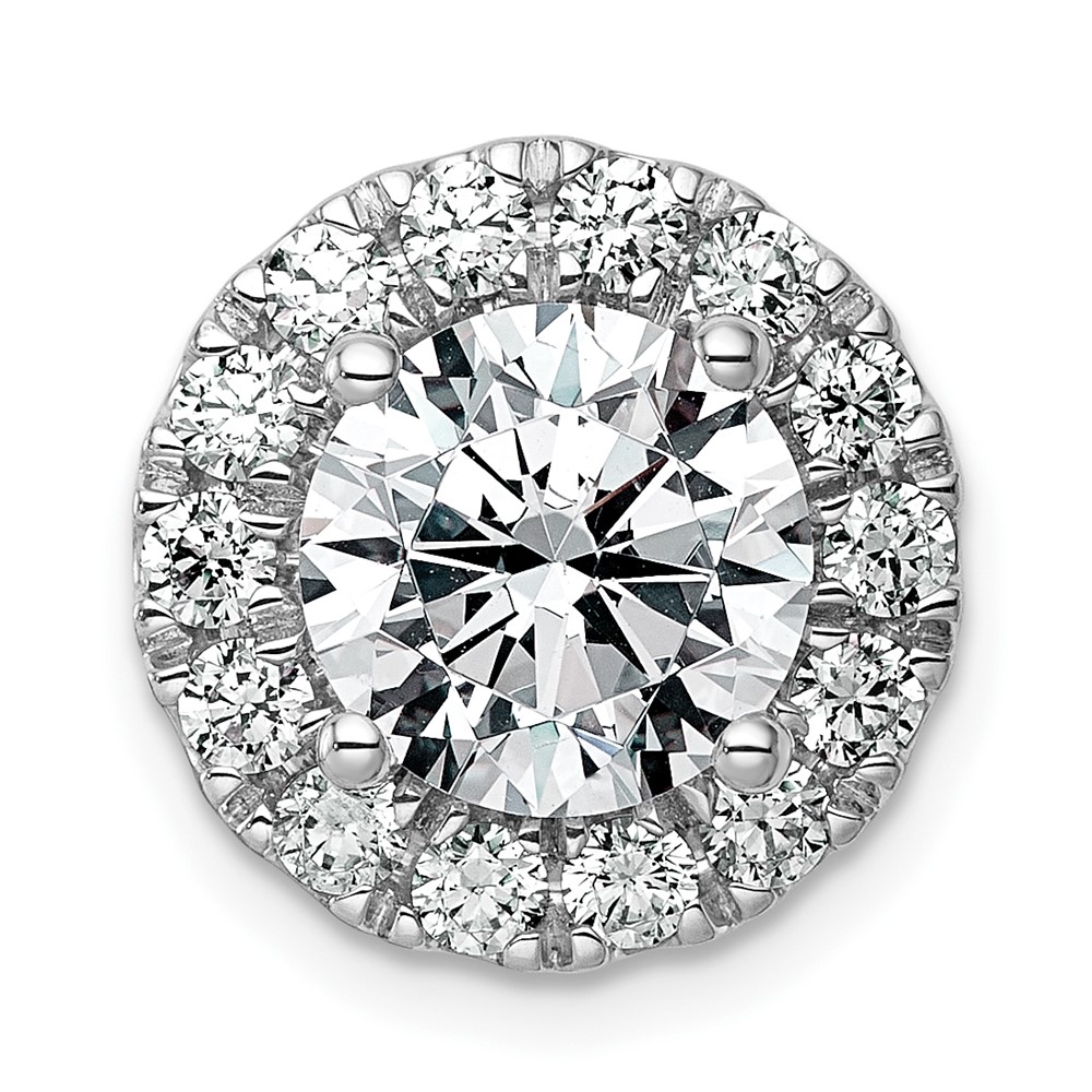 14K White Gold 3.75 Carat Certified Lab Grown Diamond VS+ F+ Round Complete Halo Chain Slide Pendant