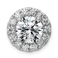 14K White Gold 3.75 Carat Certified Lab Grown Diamond VS+ F+ Round Complete Halo Chain Slide Pendant view 1