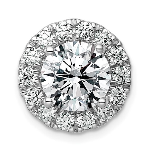 14K White Gold 3.75 Carat Certified Lab Grown Diamond VS+ F+ Round Complete Halo Chain Slide Pendant