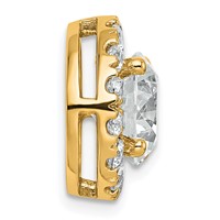 14K Yellow Gold 3.75 Carat Lab Grown Diamond VS+ F+ Round Complete Halo Chain Slide Pendant view 2