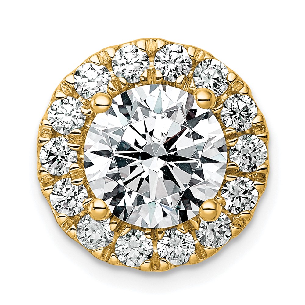 14K Yellow Gold 3.75 Carat Lab Grown Diamond VS+ F+ Round Complete Halo Chain Slide Pendant
