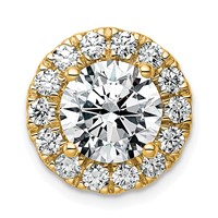 14K Yellow Gold 3.75 Carat Lab Grown Diamond VS+ F+ Round Complete Halo Chain Slide Pendant view 1