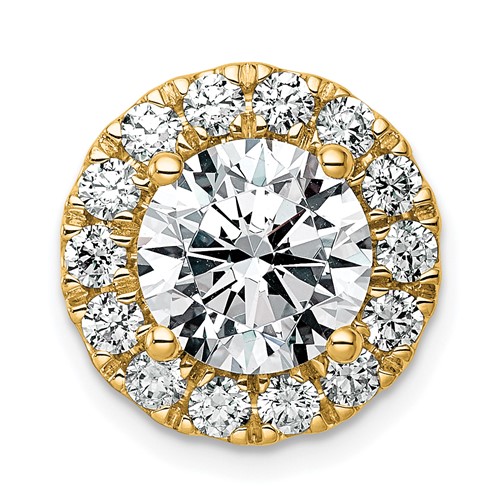 14K Yellow Gold 3.75 Carat Lab Grown Diamond VS+ F+ Round Complete Halo Chain Slide Pendant