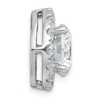 14K White Gold 5 Carat Certified Lab Grown Diamond VS+ F+ Round Complete Halo Chain Slide Pendant view 2