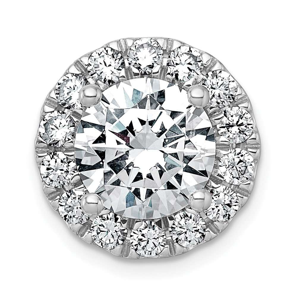 14K White Gold 5 Carat Certified Lab Grown Diamond VS+ F+ Round Complete Halo Chain Slide Pendant