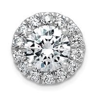 14K White Gold 5 Carat Certified Lab Grown Diamond VS+ F+ Round Complete Halo Chain Slide Pendant view 1
